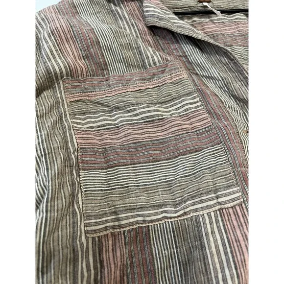 Free People Women's Oversized High Tide Shirt Pink Sands Stripe Size XS - Picture 4 of 9